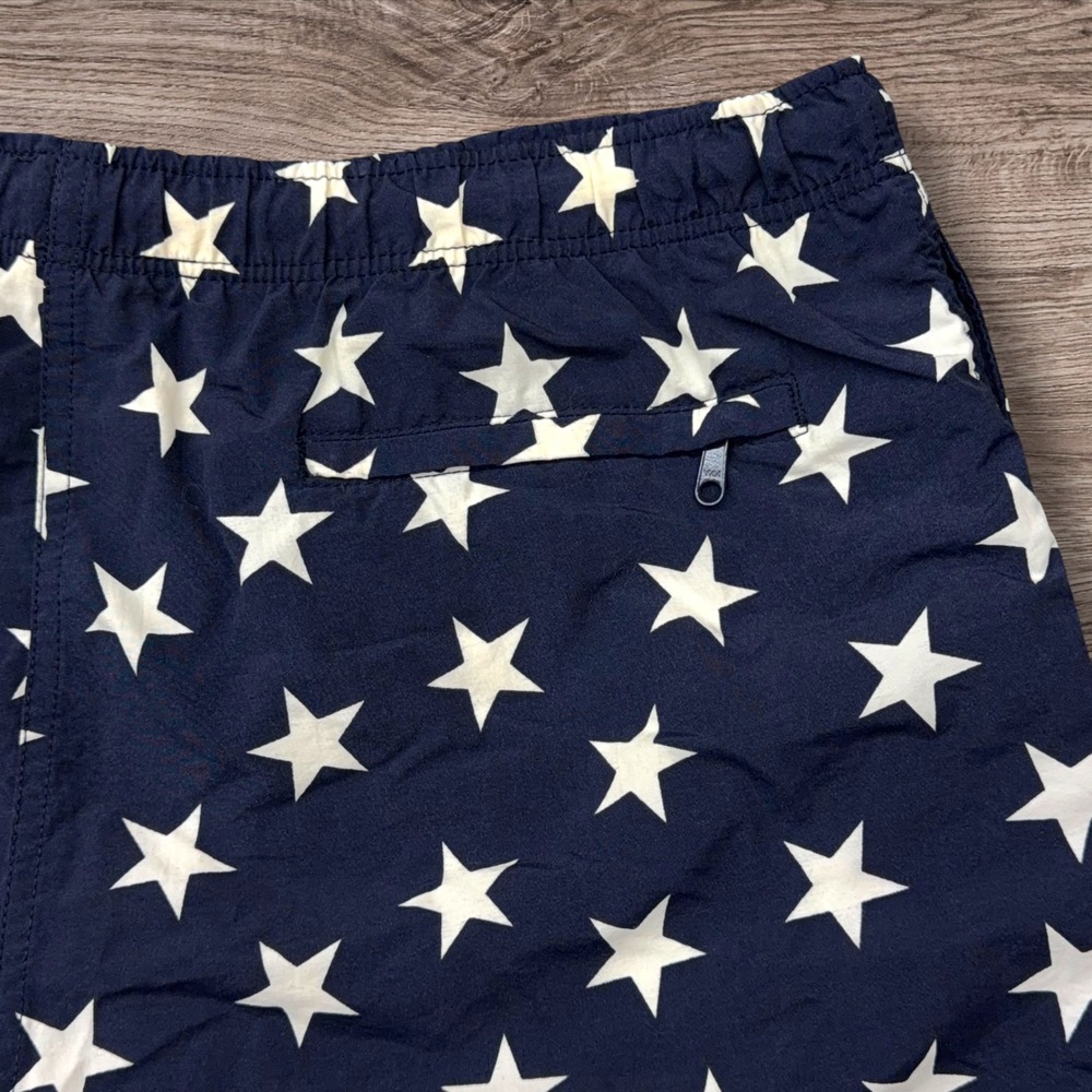 Vtg Lands End Swim Trunks Mens M 32-34 Navy Blue White Star Mesh Lining USA Made - Picture 11 of 12